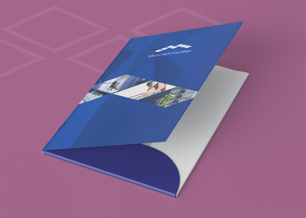 Manchett Facilities folder designed by Pillory Barn