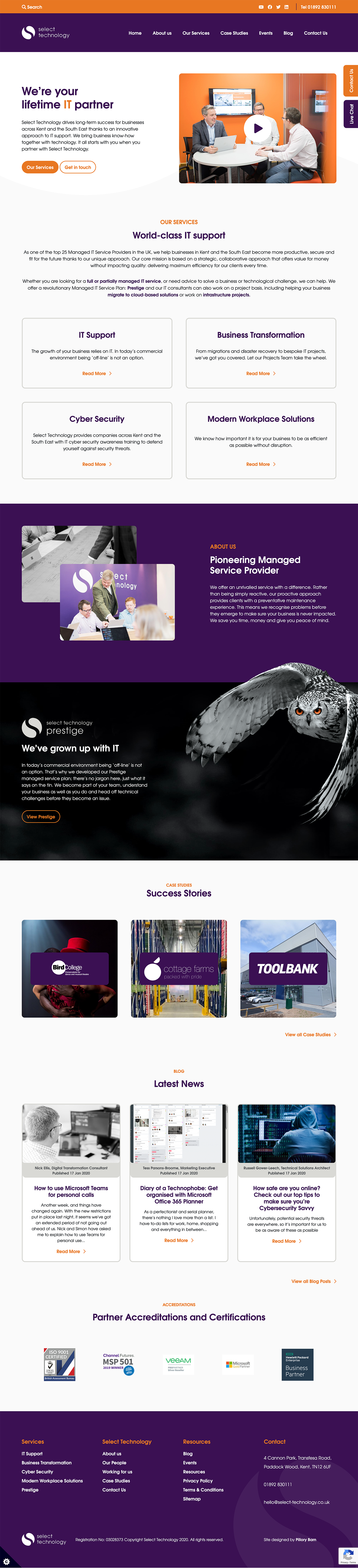 Select Technology new website designed by Pillory Barn